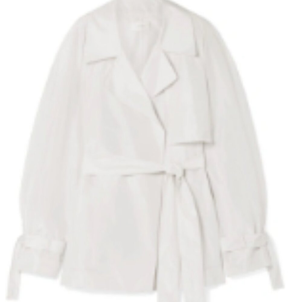 THE ROW Keera Belted Silk-taffeta Jacket In White MSRP $3407 - $3780